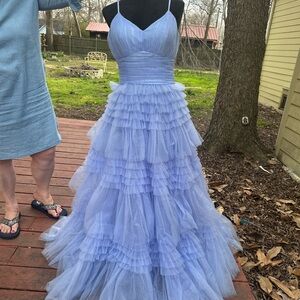 Elegant Lavender Tiered Evening Gown